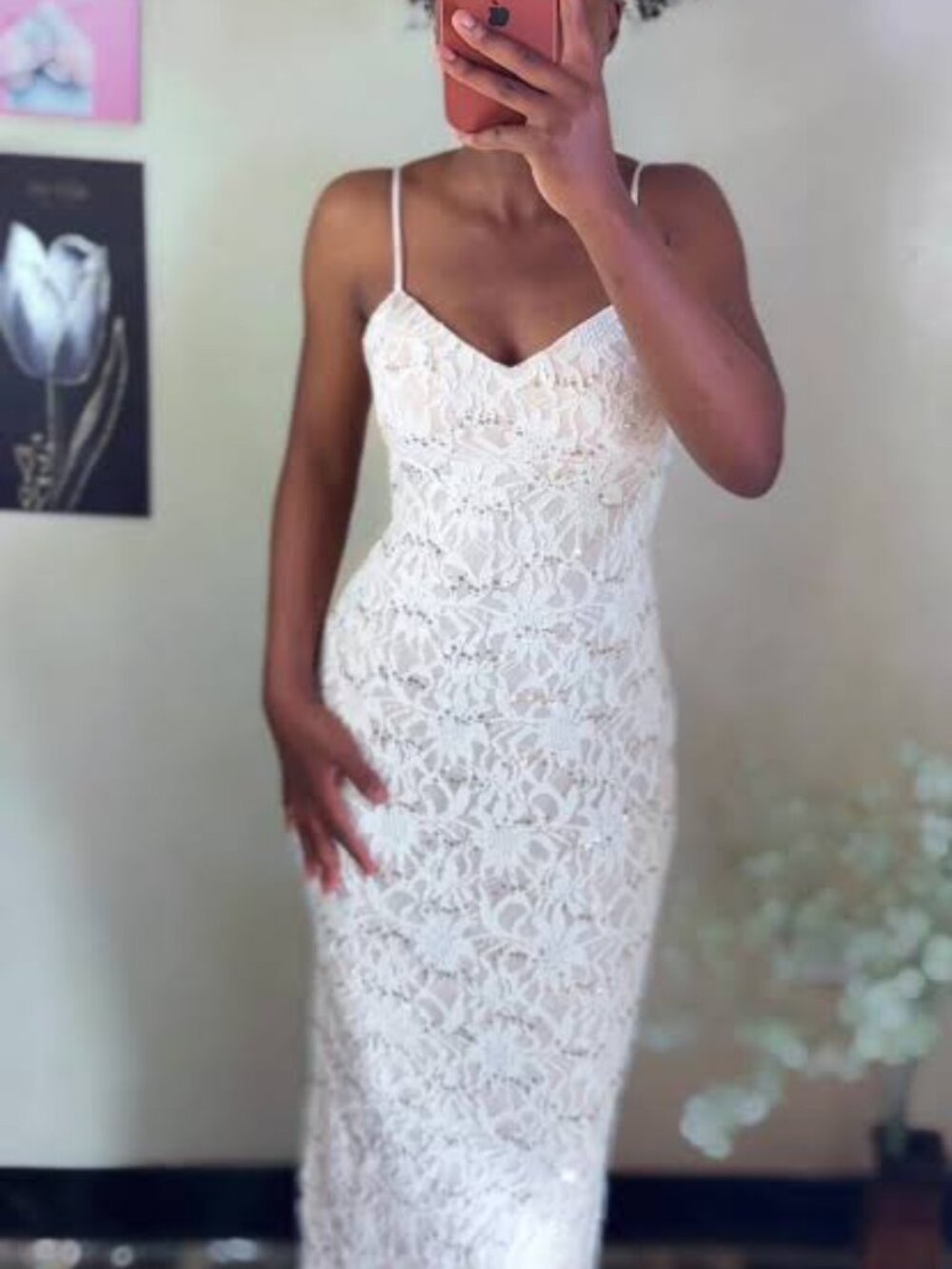 Ivory Lace Slip Dress Size 8
